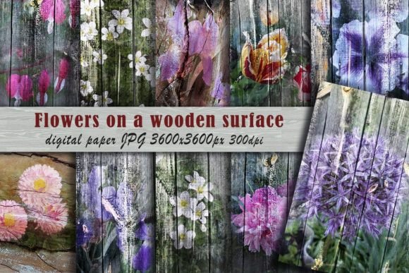 Download Flowers on Wooden Surfaces. - Surfaces Collection