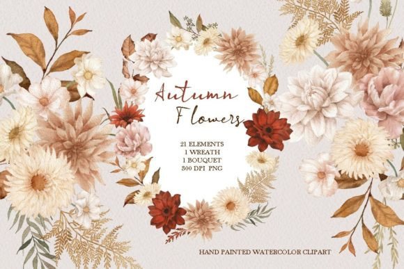 Download Watercolor Autumn Flower Clipart - Autumn flower Collection