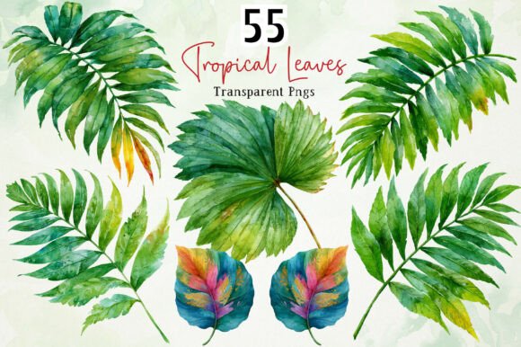 Download Watercolor Tropical Leaves PNG Clipart - Leaves png Collection