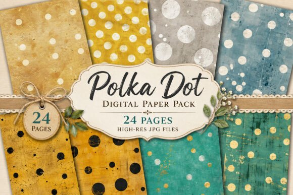 Download Grunge Polka Dot Junk Journal Paper - Polka dot Collection