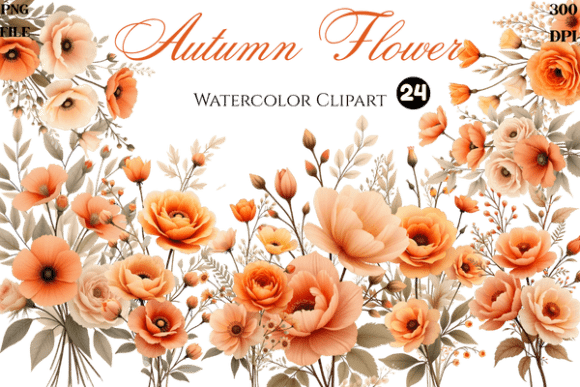 Download Watercolor Autumn Flower Cliparts Bundl - Autumn flower Collection